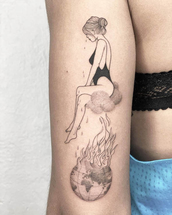Fata in flacari - un tatuaj uimitor de fantezie de @labigotta