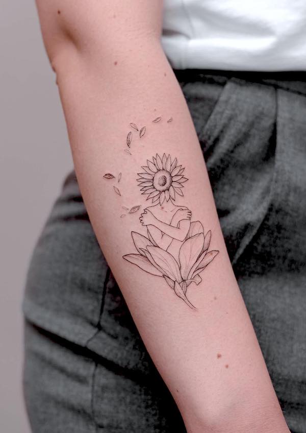 Tatuaj semnificativ de dragoste de sine pe antebrat de @davide_dot